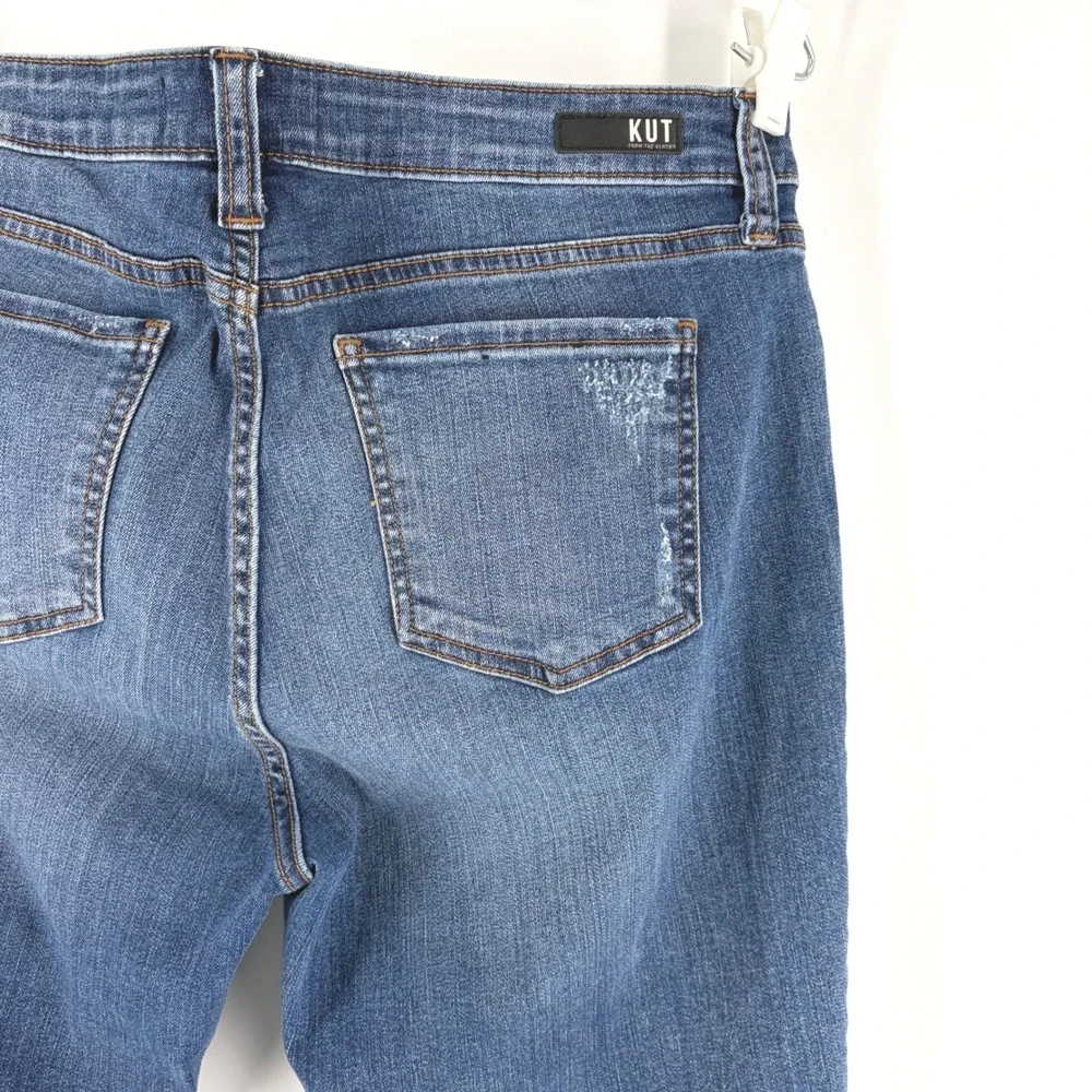 KUT from the Kloth Jeans Size 14 Connie Ankle Skinny Blue Distressed Raw Hem